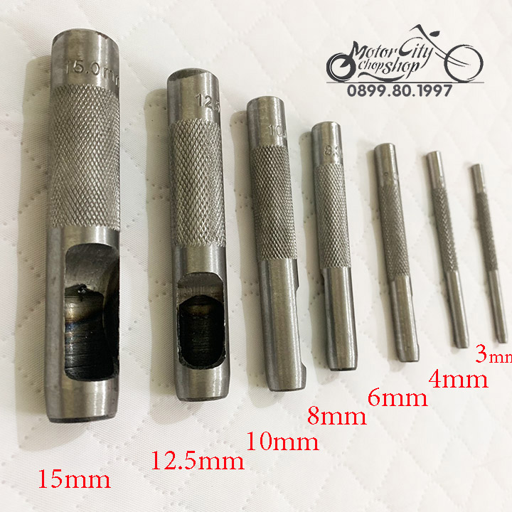 Bộ đục lỗ tròn 7 chi tiết thép cứng 3-15mm