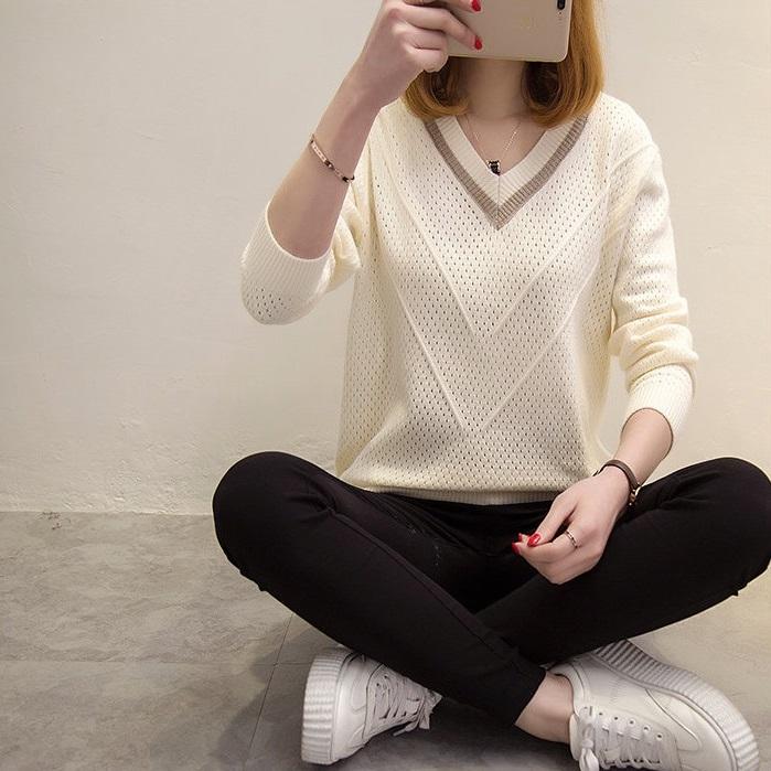 [HCM]Áo Len Dệt Kim Cổ V - New Thoi Trang