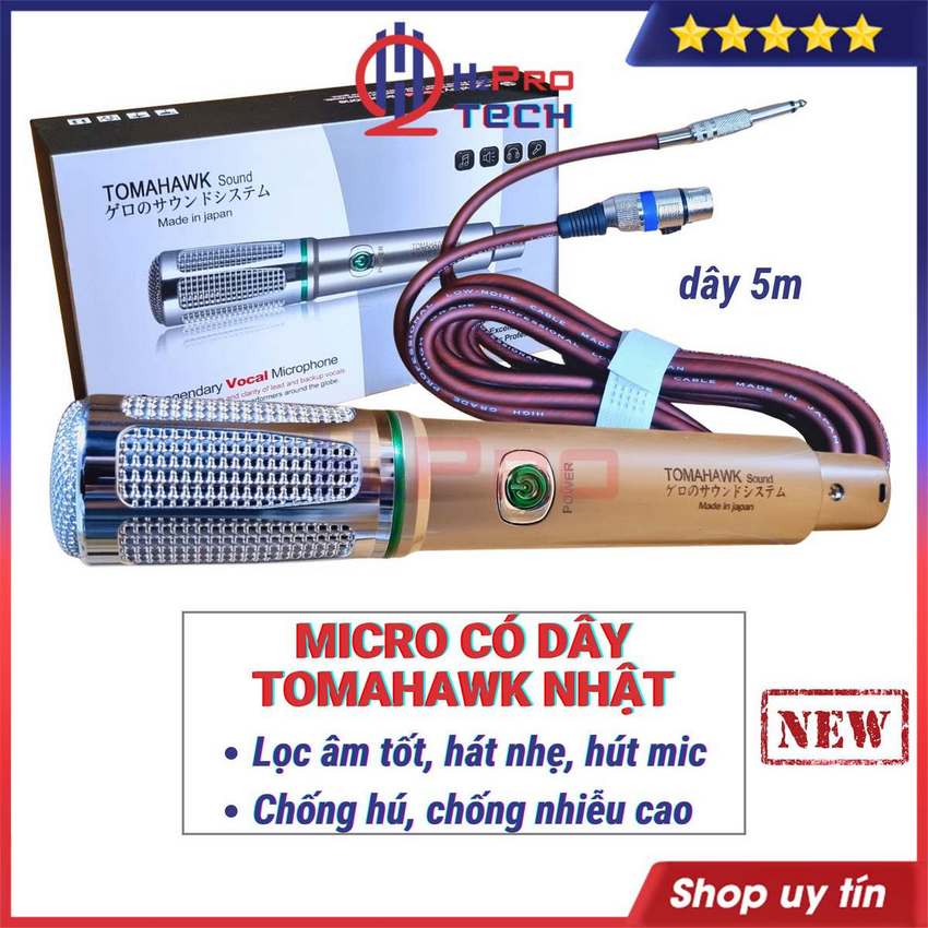 Mic dây bãi nhật xịn tomahawk đời mới, củ micro cao cấp lọc âm tốt, hát nhẹ, hút mic, chống hú, chống nhiễu - h2pro tech