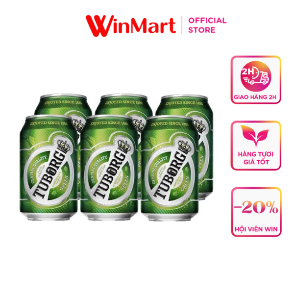 - lốc 6 lon bia tuborg green 330ml