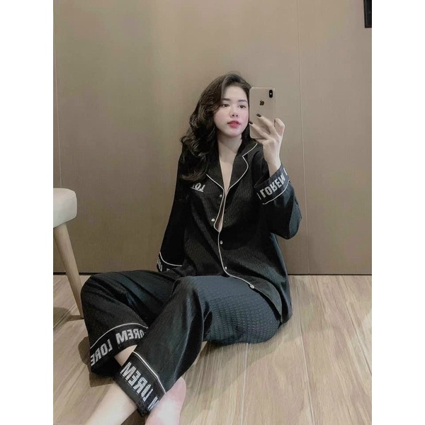 BỘ PIJAMA LỤA QUẢNG CHÂU CAO CẤP TAY DÀI  LOREM