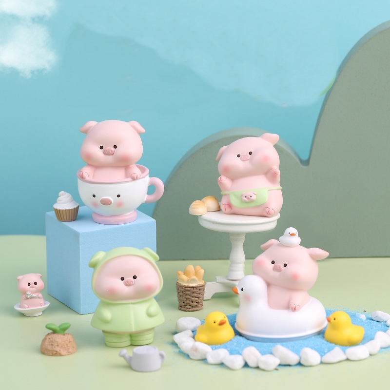 Mô hình hộp mù heo kèm phụ kiện trang trí quà tặng blind box
