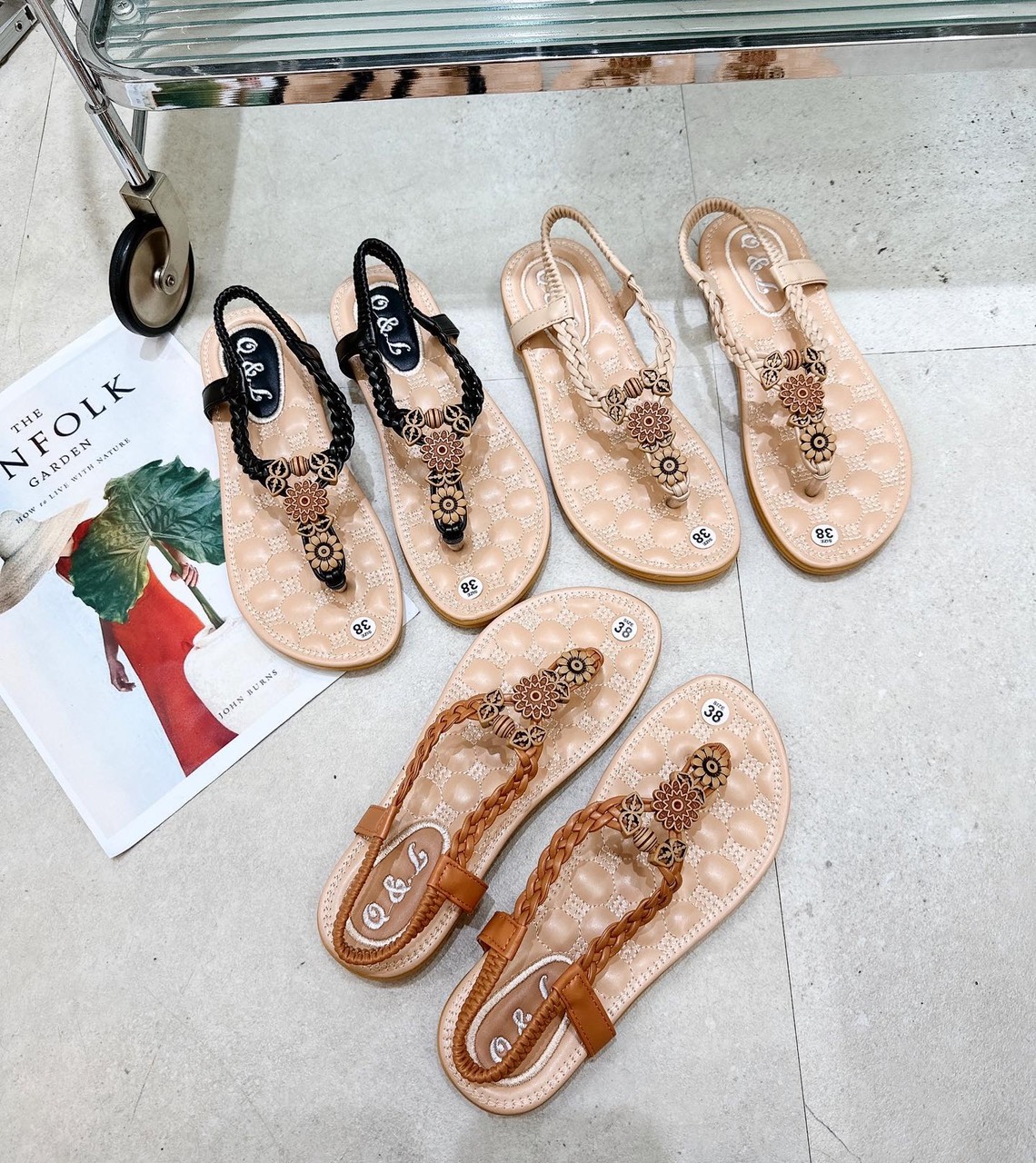 Dép sandal đính đá thổ cẩm
