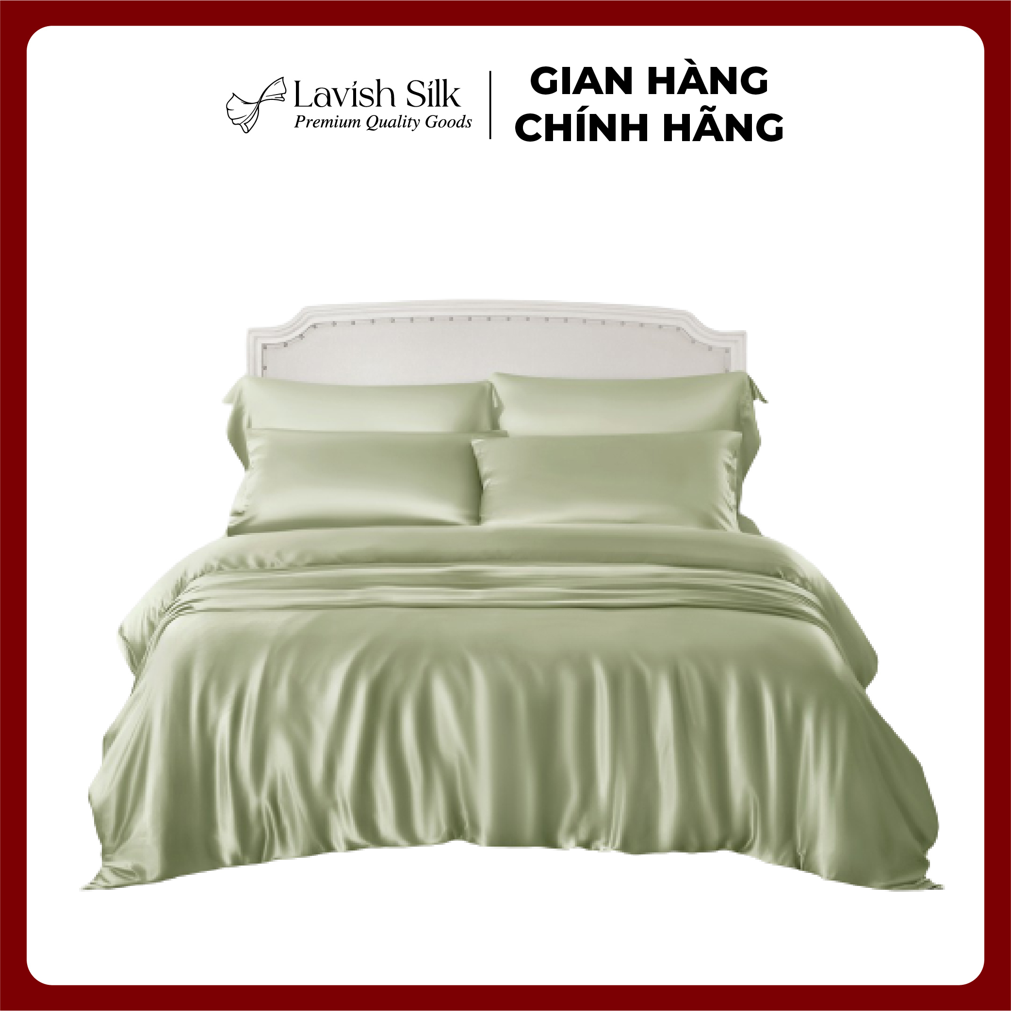 Bộ ga gối lụa 3 món kèm áo gối ôm + tặng bộ quà tặng lavish silk cao cấp - xanh mạ non