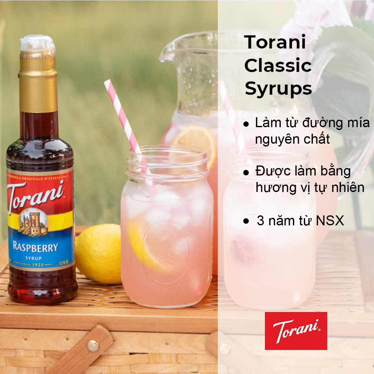 Torani classic siro pha chế vị phúc bồn tử raspberry syrup 375ml mỹ