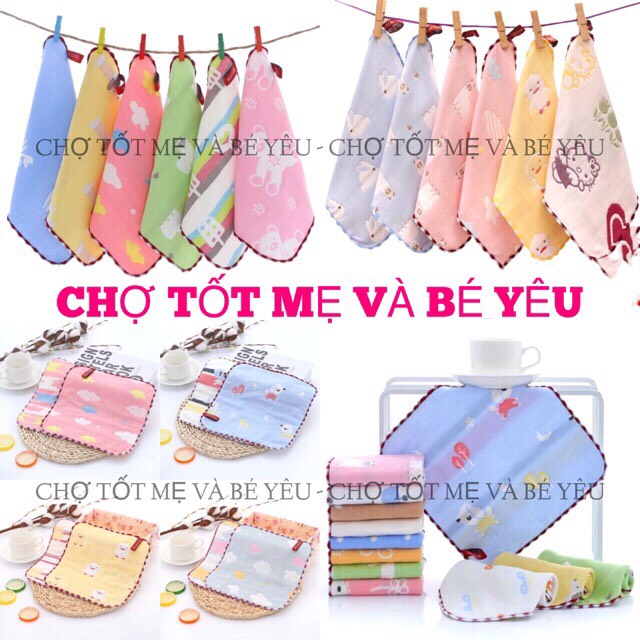 Set 5 khăn sữa sợi tre khăn xô mềm túi zip cho bé