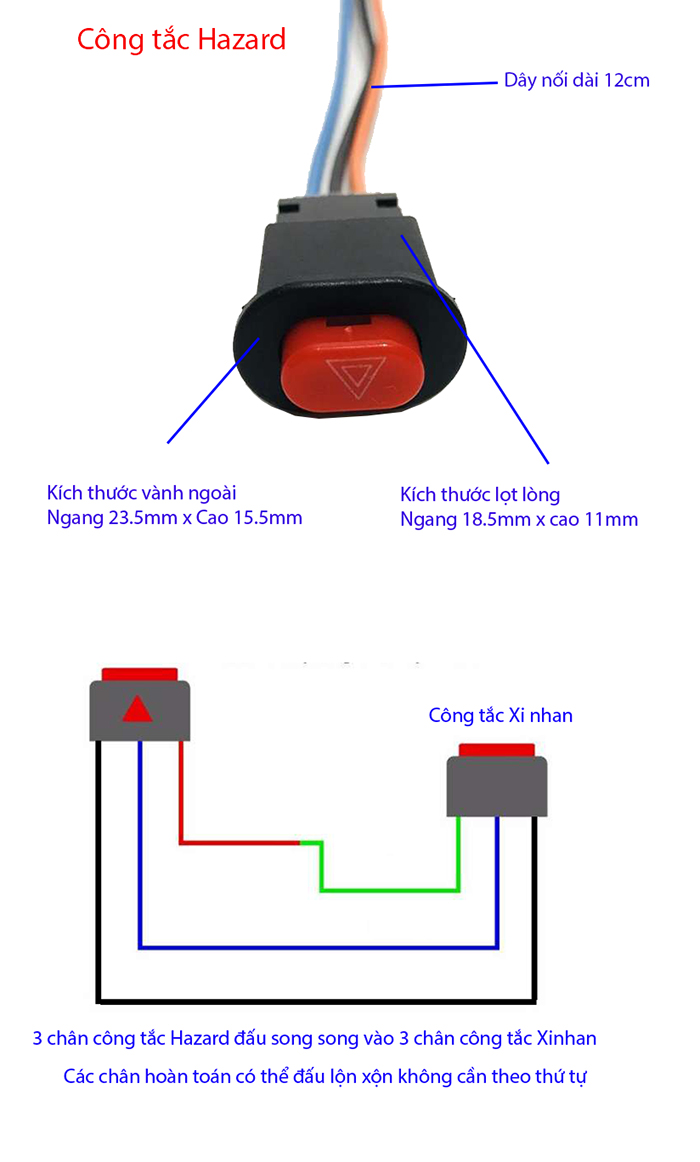 Công Tắc Hazard Khẩn Cấp Cho Xe Máy