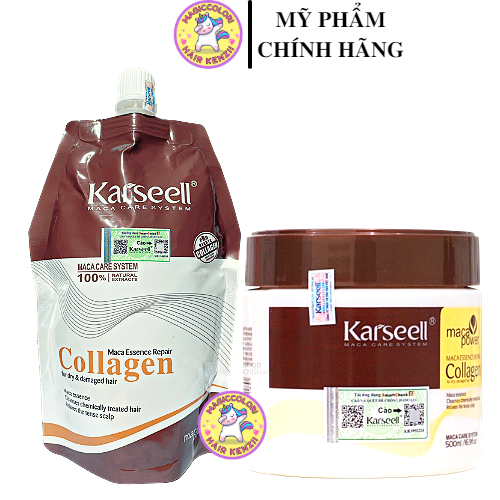 Kem ủ tóc collagen karseell macca phục hồi tóc hư tổn siêu mượt | dầu ủ xả hấp tóc collagen karseell 500ml chính hãng - kenzii hair