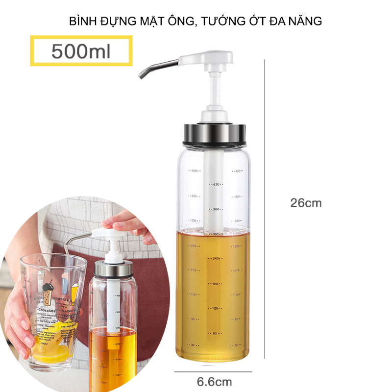 Bình đựng mật ong, sốt cà chua, tương ớt đa năng với vòi xịt thông minh HYP01