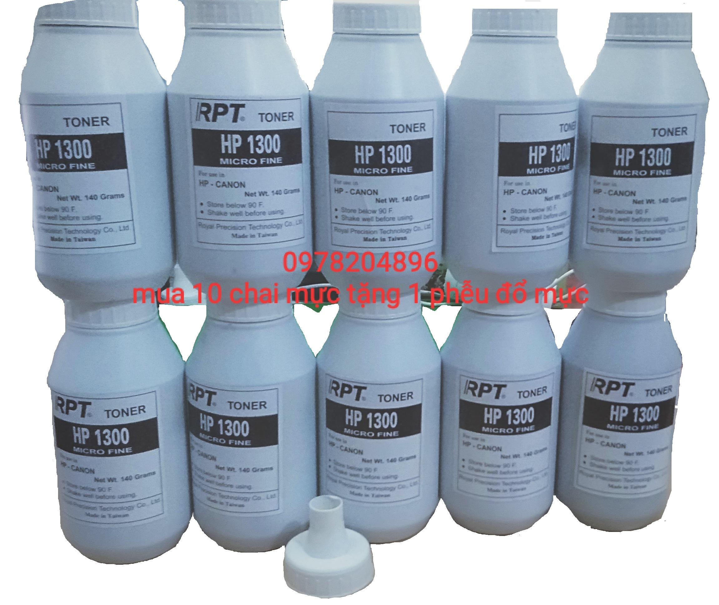 Combo of 10 Bottles of Refill Ink with a Free Ink Funnel