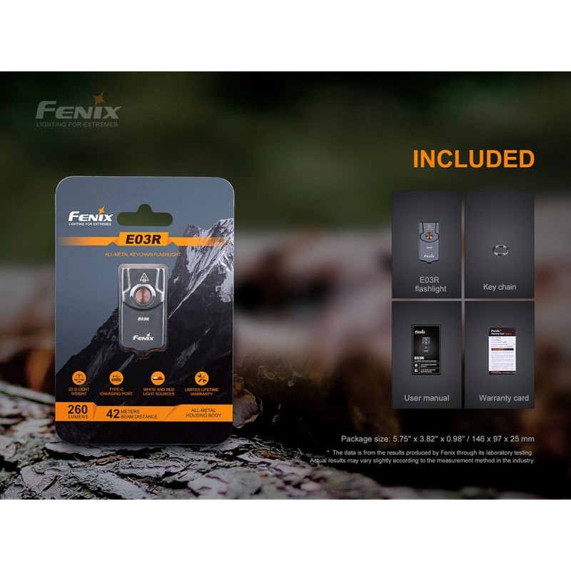 [ Chính Hãng]  Đèn pin Fenix - E03R - 260 Lumens-đèn móc khóa mini