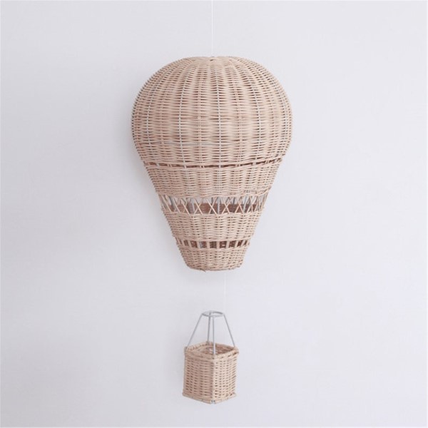 Rattan hotair balloon Nordic Style Rattan Hot Air Balloon Hanging Ornament, Handmade Kids Room Decoration Nordic Style Children Bedroom Kindergarten Rattan Weaven Hot Air Balloon Craft Wall Hanging Decor