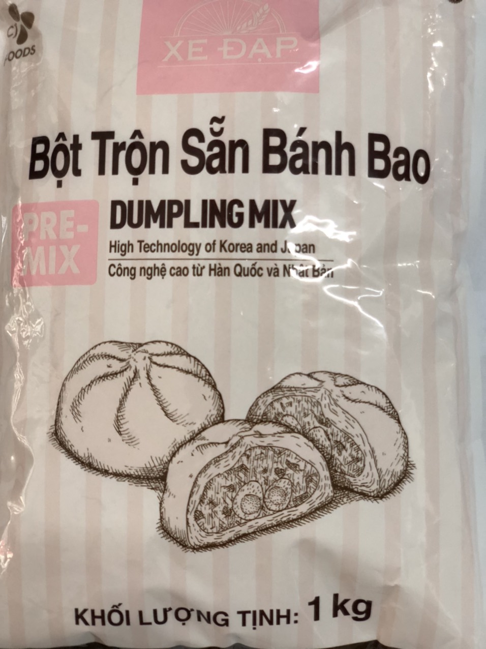 Bột trộn sẵn bánh bao CJ Hàn Quốc hiệu Xe Đạp 1Kg