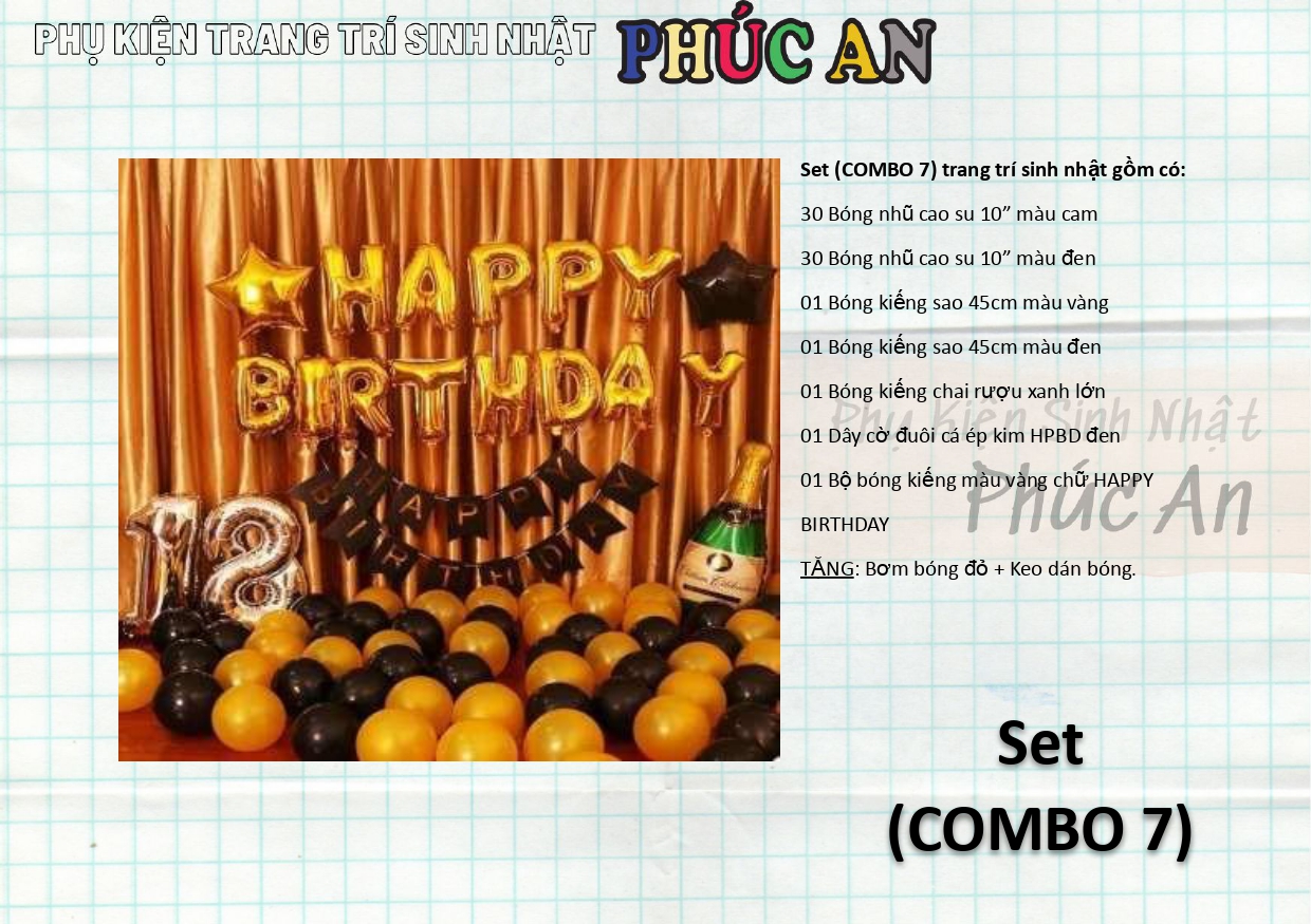 [Ảnh thật] Set trang trí sinh nhật Hàn Quốc HPBD (COMBO 42)