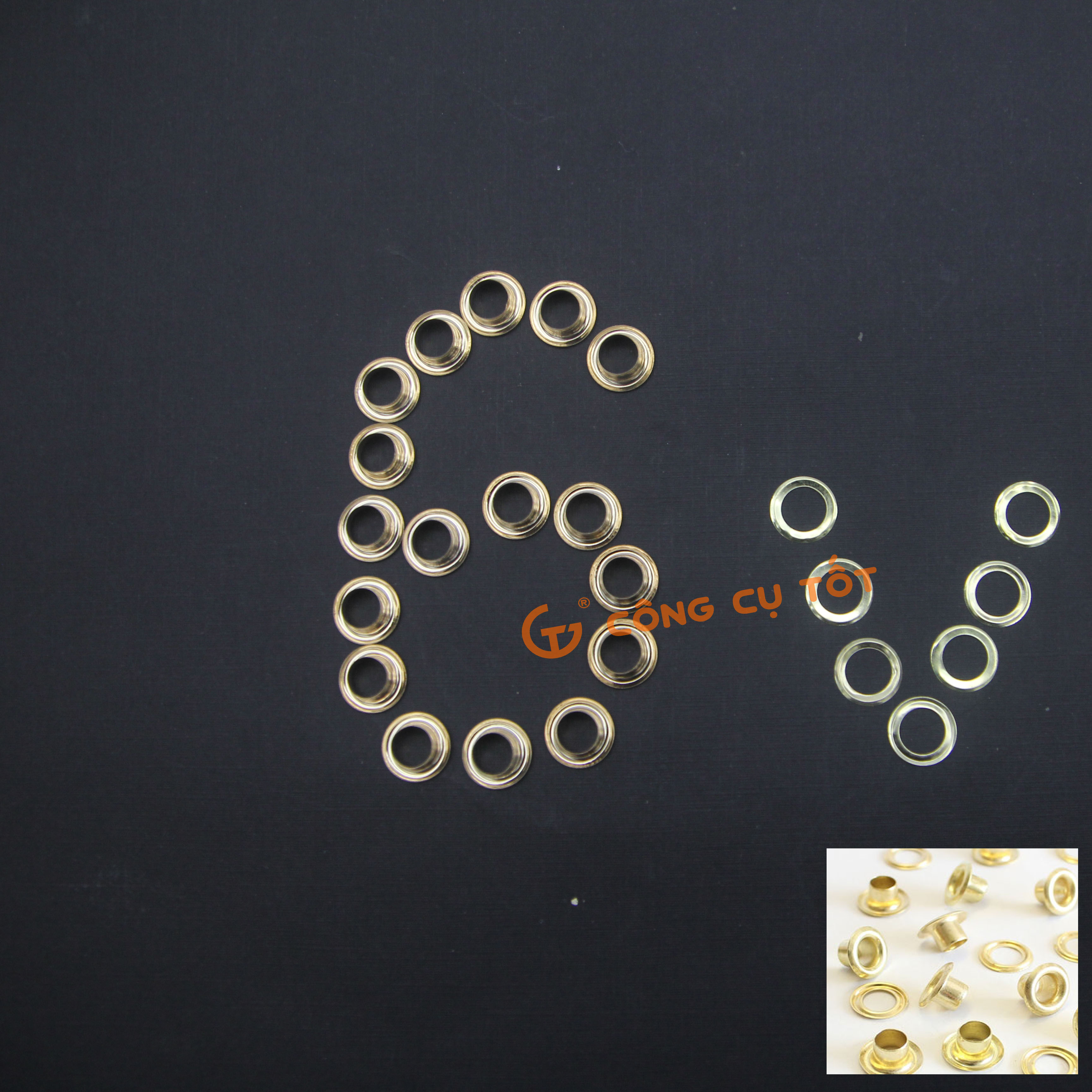 Khoen ô rê 6mm vàng túi 100 cặp (Mắt cáo)