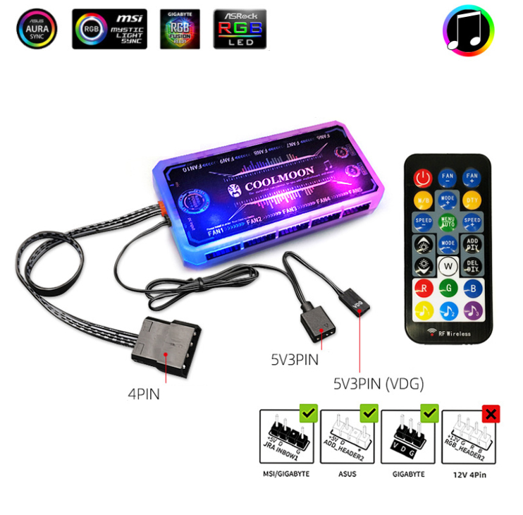 Quạt Tản Nhiệt, Fan Led RGB Coolmoon V4 - Đồng Bộ Hub Coolmoon