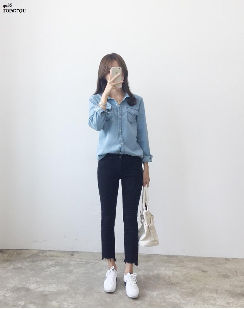 Top677qu áo sơ mi denim