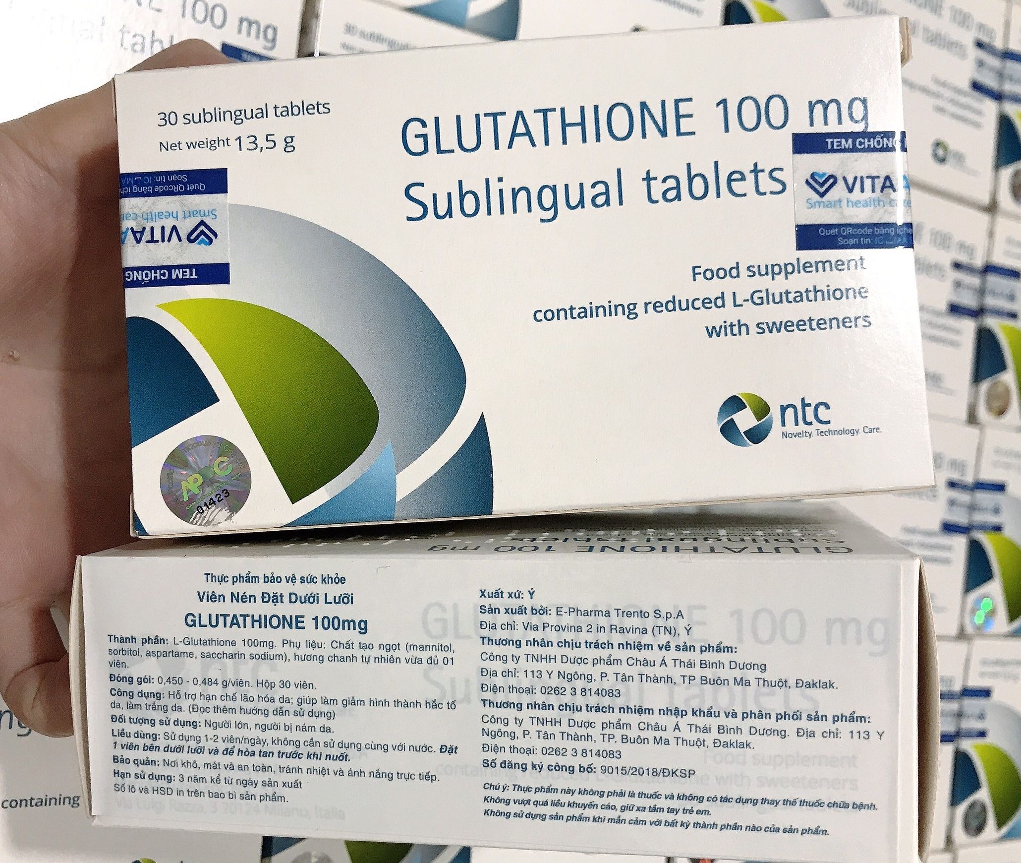 CHNH HNG) Vin Ngm Trng Da Di Li Glutathione 100mg Sublingual  Tablets - Hp 30 Vin | Lazada.vn