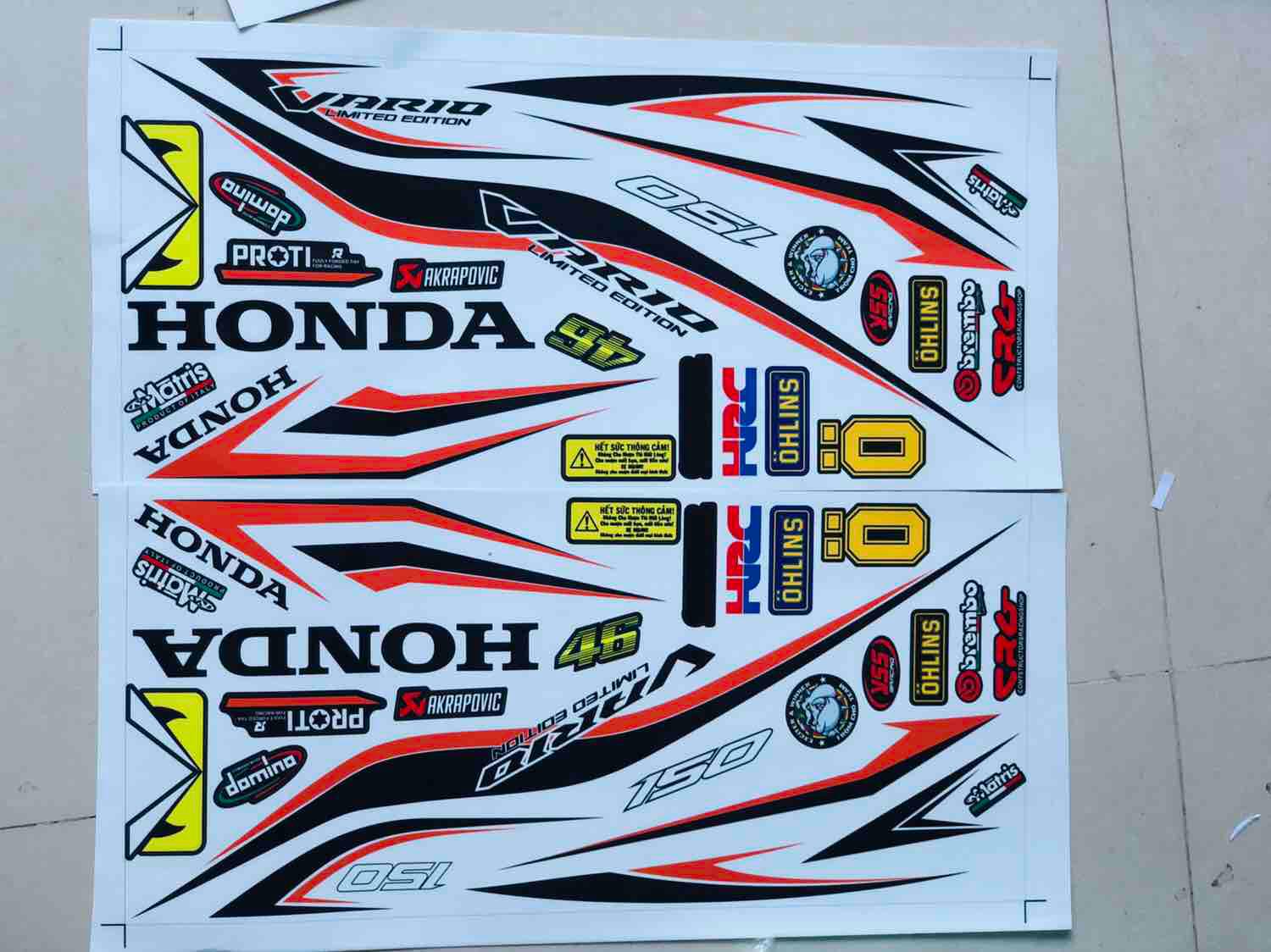 Tem rời Vario 150 sọc chỉ trắng cam