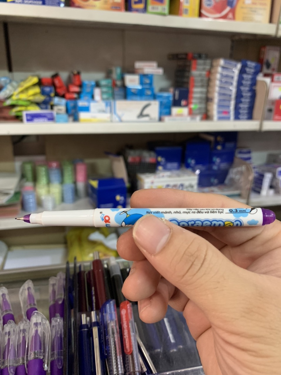 Bút lông kim FL04 Doremon 1 cây MỰC TÍM
