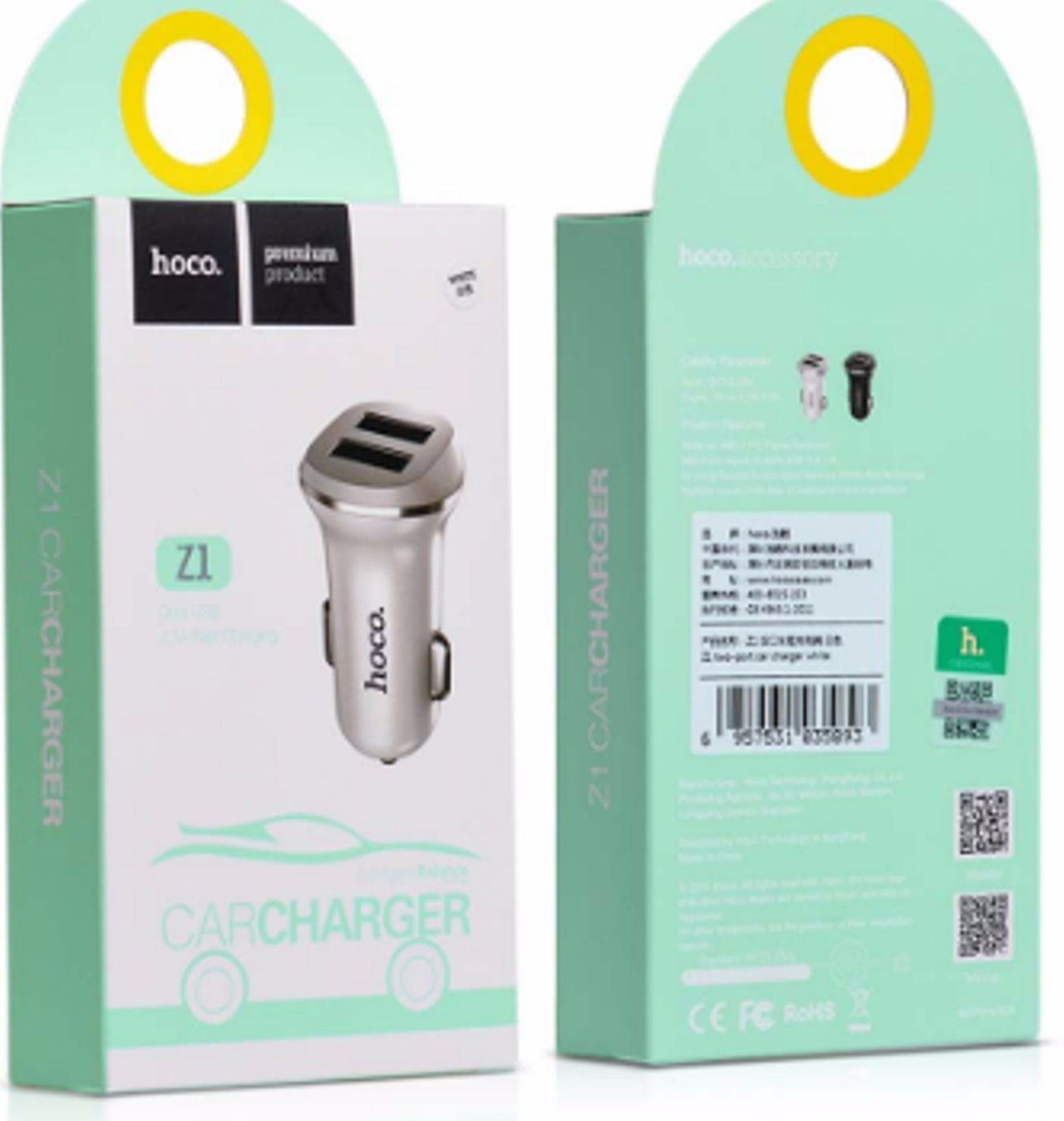Cốc Sạc xe hơi HOCO Z1 2 cổng USB (nhiều màu)