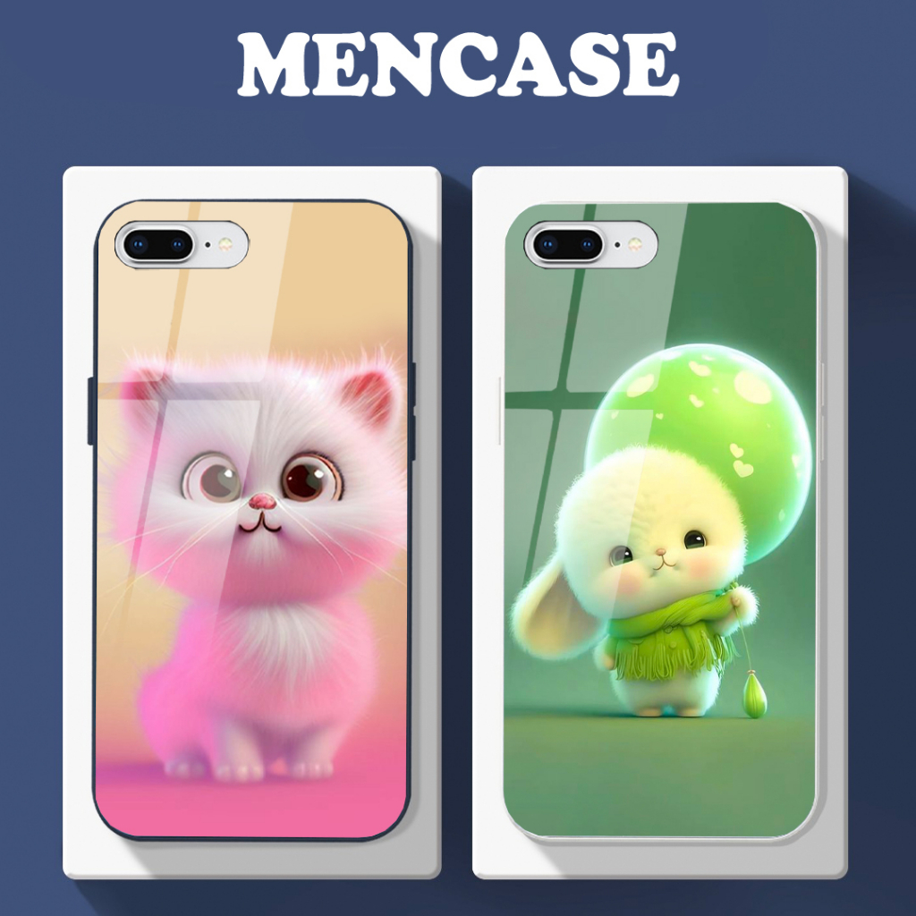 Ốp lưng IPHONE 7/8/7 PLUS/8 PLUS mặt kính in hình gấu dễ thương