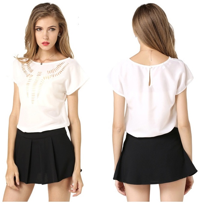 Áo kiểu nữ, áo voan trơn công sở trẻ trung av01