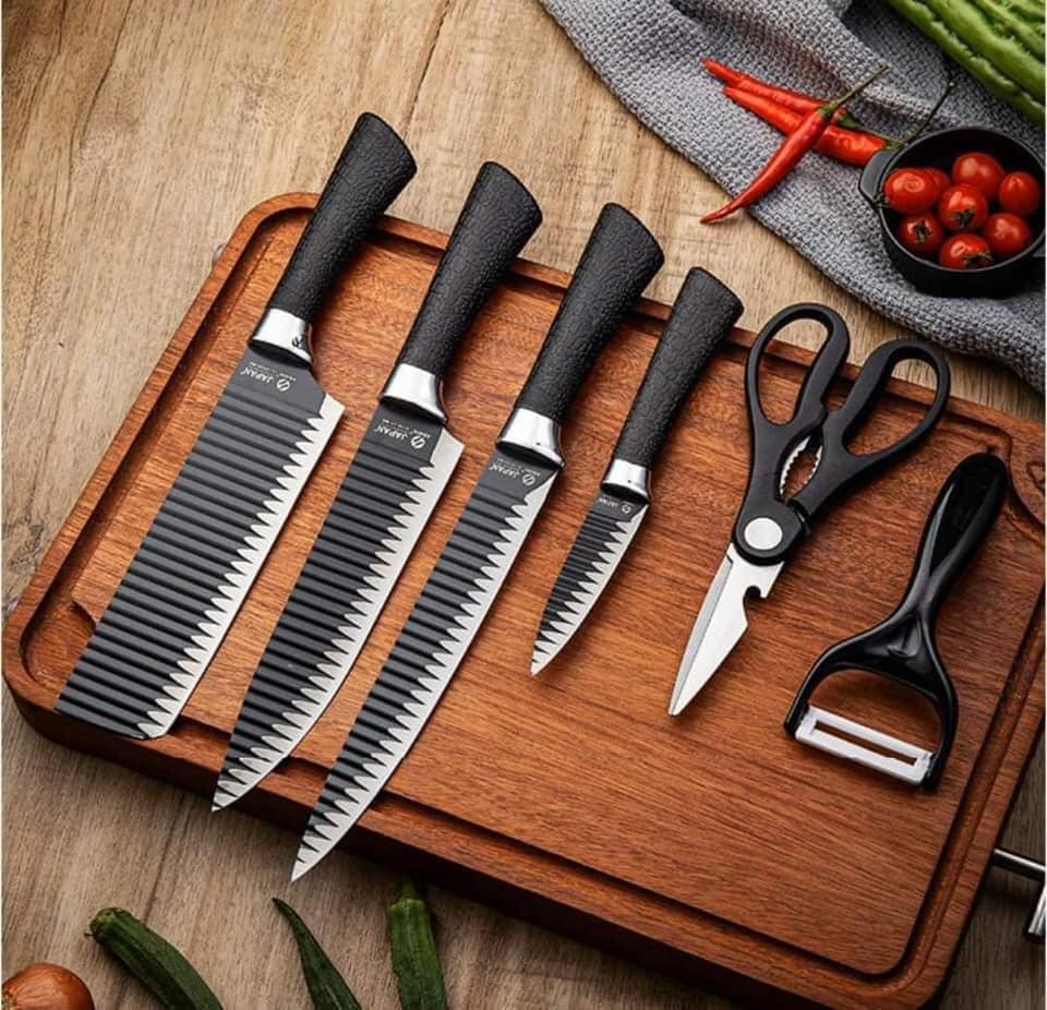 Bộ dao 6 món cao cấp công nghệ Nhật Asakh Đa Năng, bộ dao 6 món quà tặng cao cấp, bộ dao công nghệ Nhật bản, dao thái dao gọt, bộ dao sang trọng lịch sự