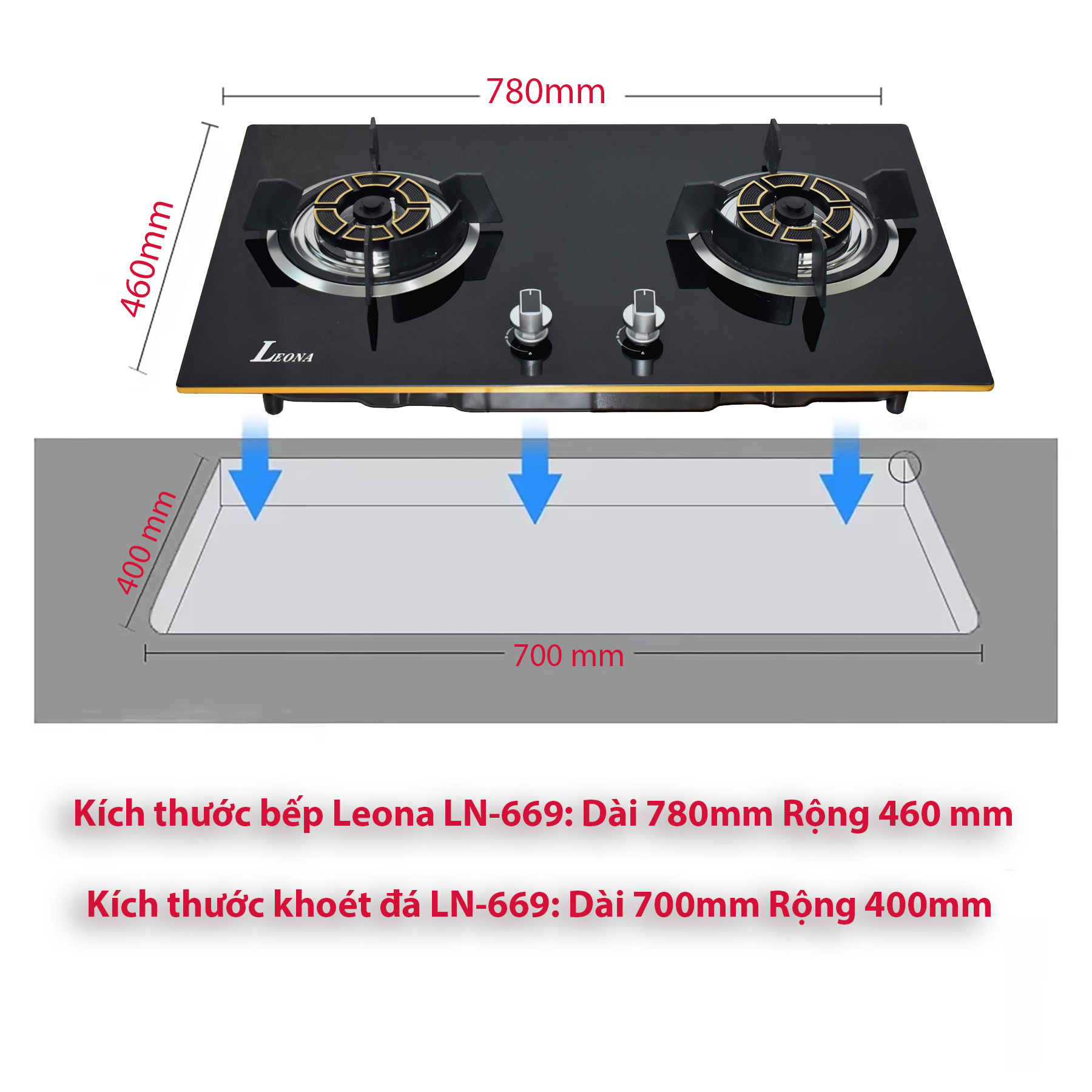 Bếp gas âm LEONA, LN669