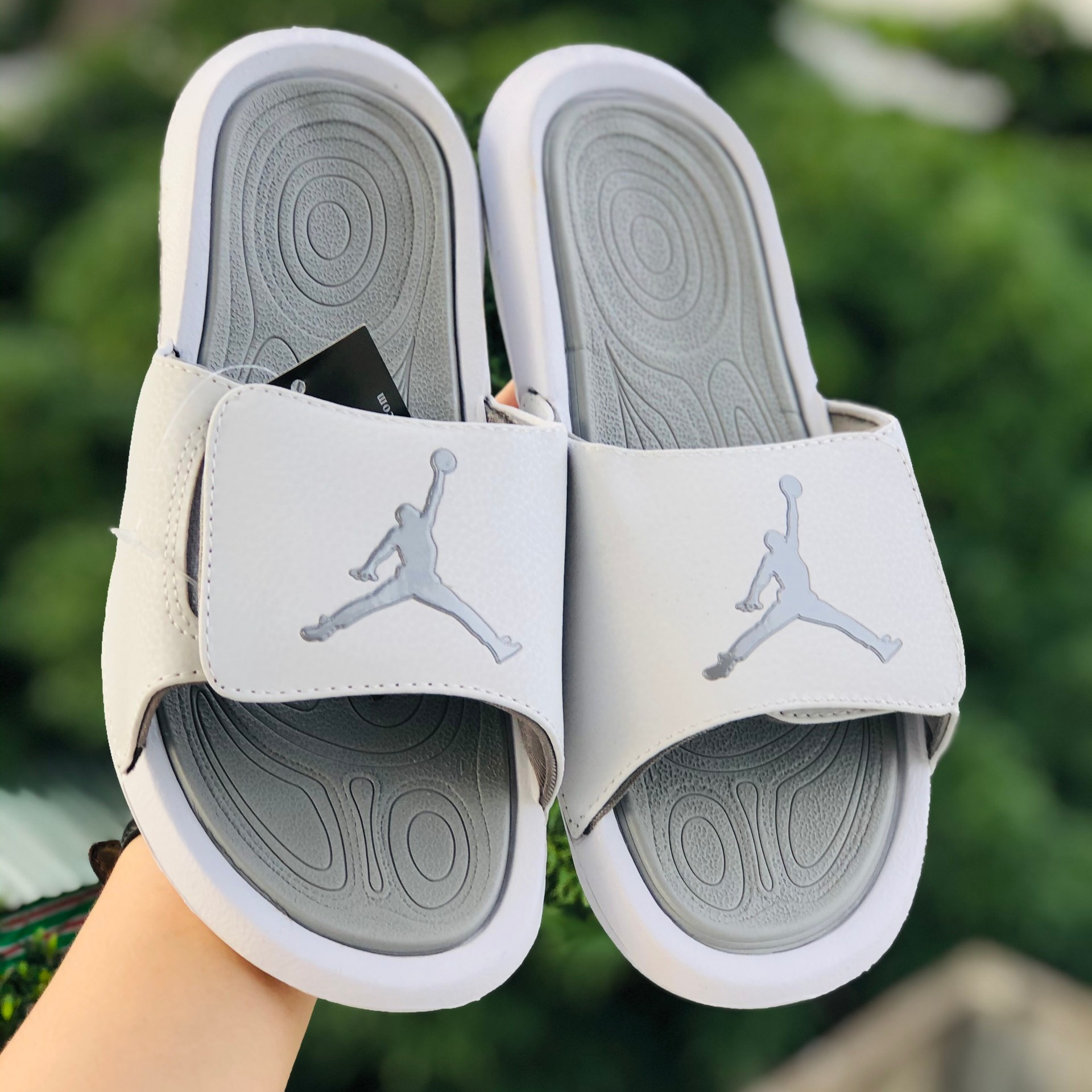 DÉP QUAI NGANG THỜI TRANG jordan JD HYDRO 6 TRẮNG XÁM (Tặng Hộp) - TRUST - dép nam - dép nữ - dép quai ngang - dep nam - dep nu - dep quai ngang - dép thể thao - dep the thao