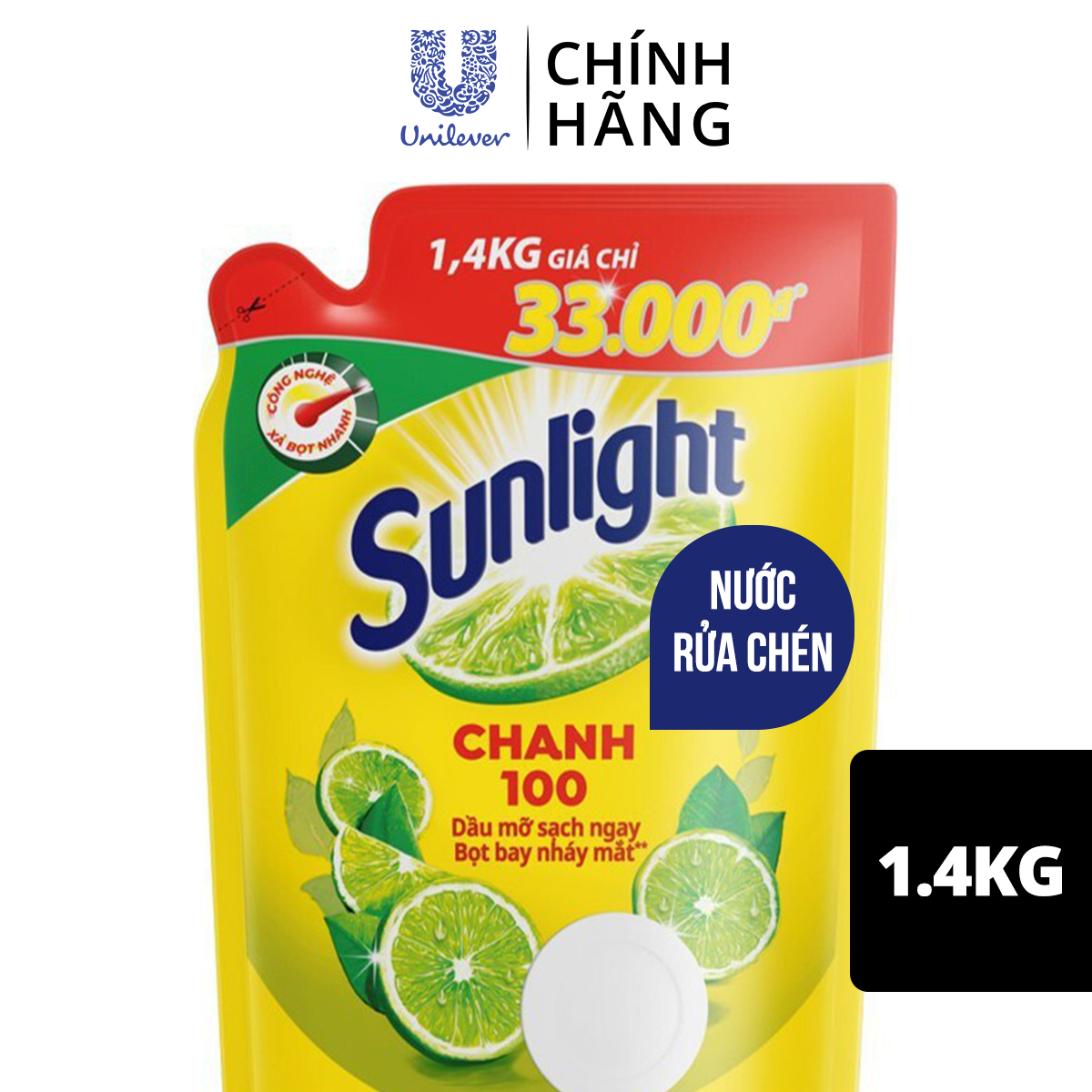 Nước rửa chén sunlight chanh mới sạch nhanh xả bọt nhanh túi 1.4 kg. TẠP HÓA HIỀN TRANG