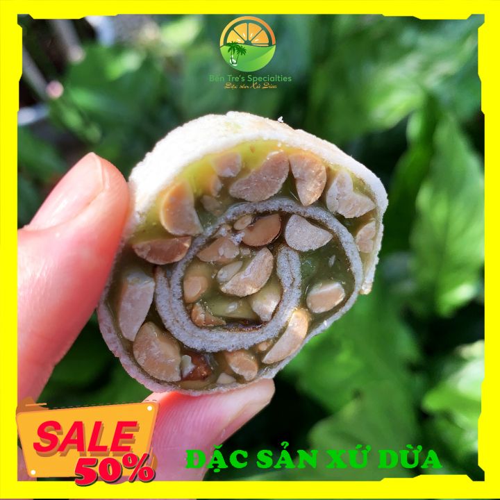 [1Kg]Kẹo dừa cuộn đậu phộng vị dứa - đồ ăn vặt