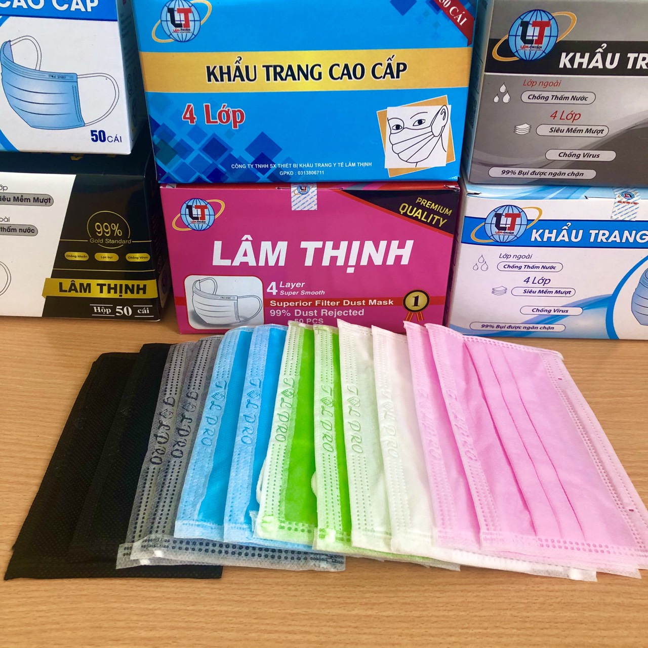 [HCM]Hộp khẩu trang y tế LÂM THỊNH 4 lớp màu xám trắng đen...