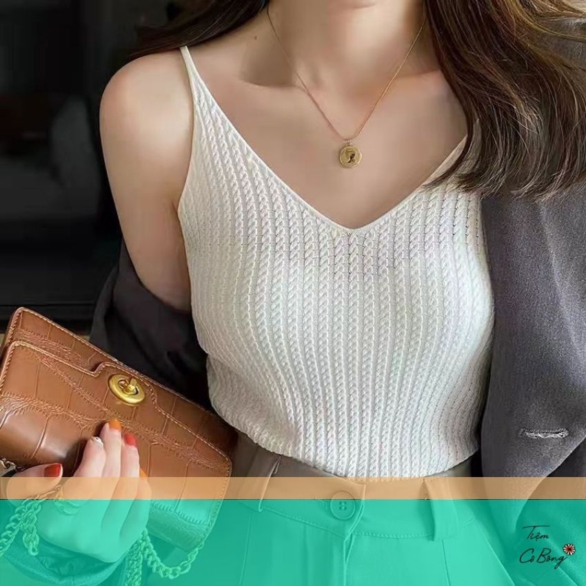 Áo 2 dây len cổ tim mẫu 2022 (Nhiều màu)