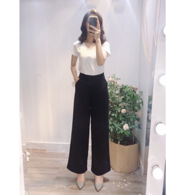 Quần ống suông khóa sườn công sở nữ