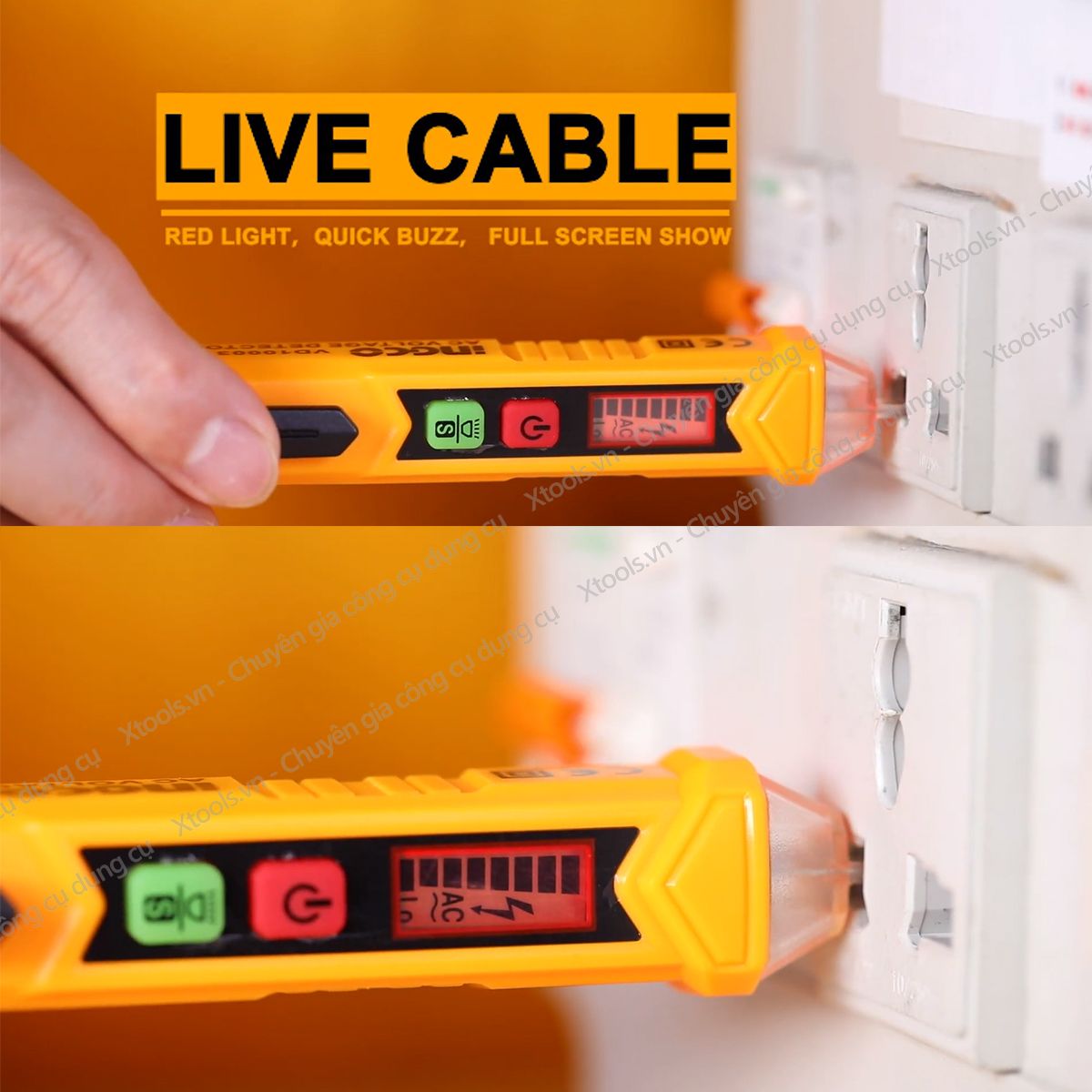 Đầu dò điện áp AC đa năng cao cấp không tiếp xúc dòng điện INGCO VD10002 bút thử điện kỹ thuật số đa năng 1000v