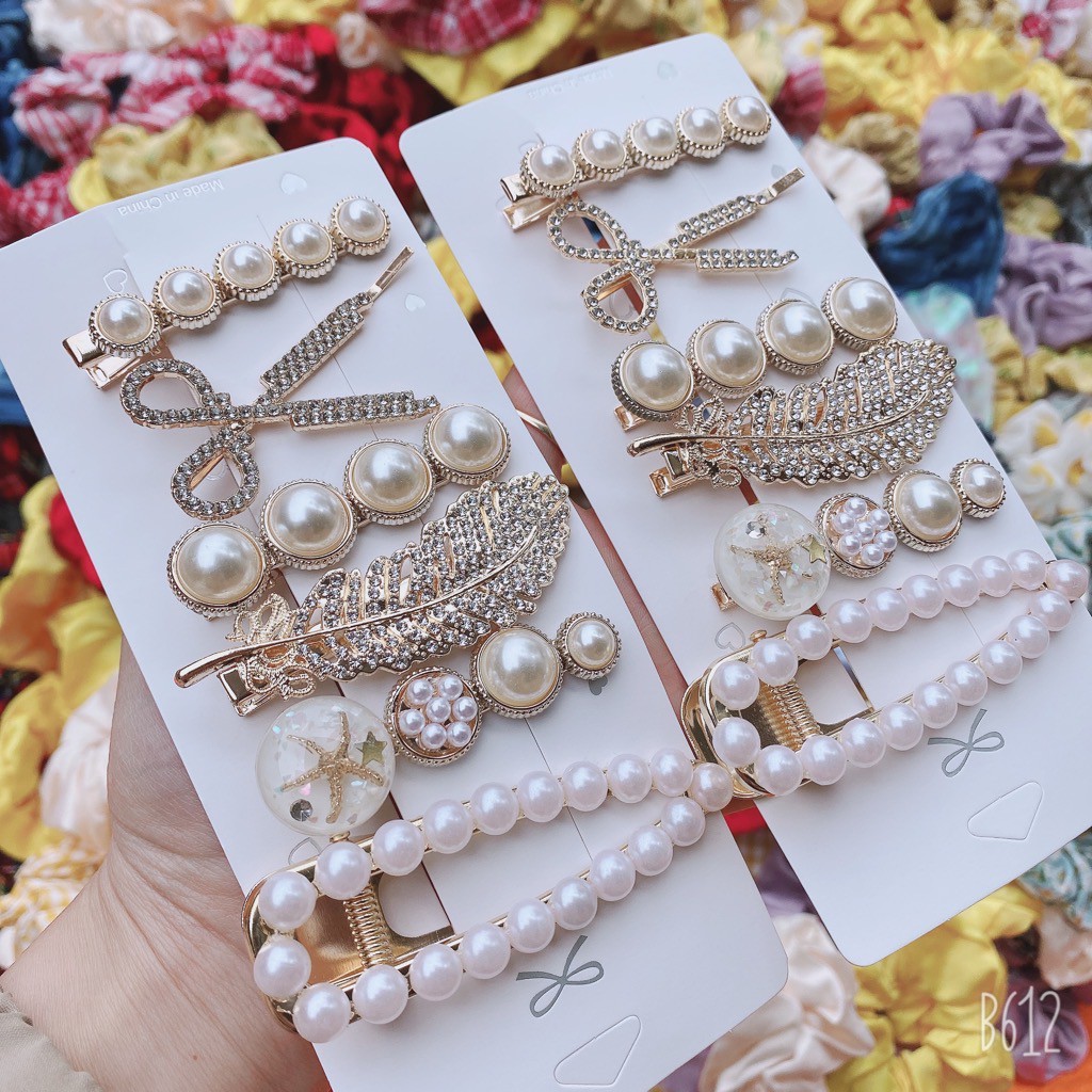 Set 6 Kẹp Tóc Ngọc Trai Siêu Sang Chảnh