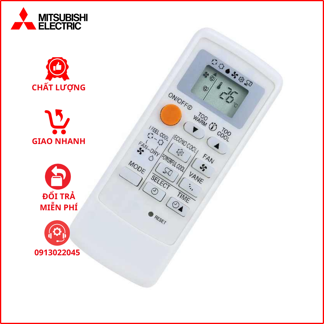 Điều khiển cho điều hòa MITSUBISHI (Mặt trắng bạc)