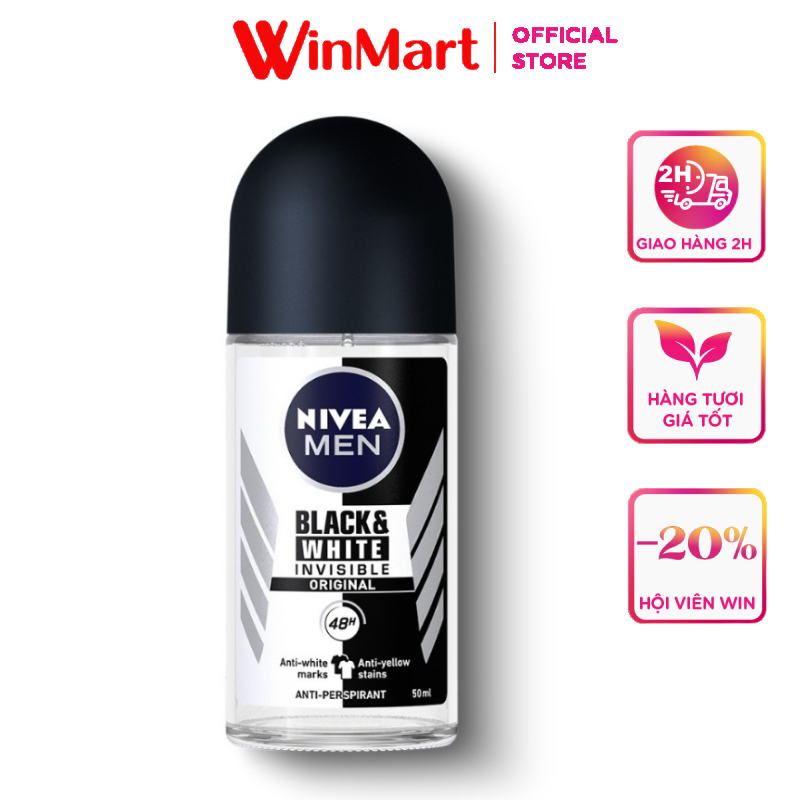 [Siêu thị WinMart] - Lăn khử mùi dành cho Nam Nivea ngăn vệt ố vàng chai 50ml
