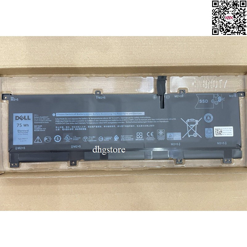 Laptop battery for dell xps 15 9575 2-in-1, precision 5530 2-in-1, 8n0t7 08n0t7 tmfyt 0tmfyt 75wh