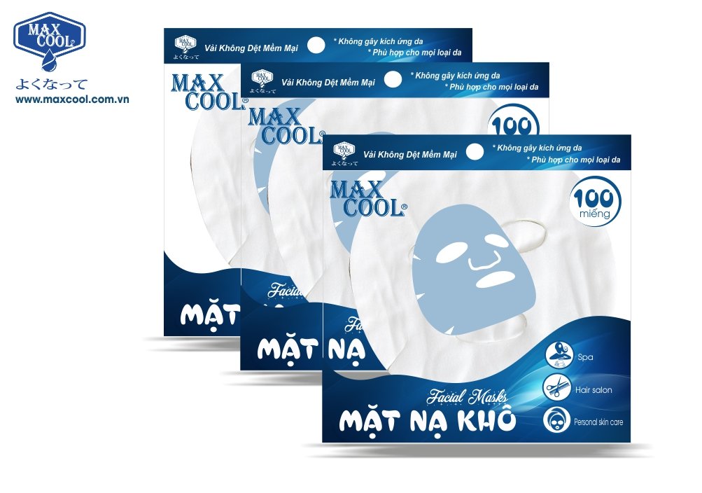 1 bao 100 miếng mặt nạ giấy, mặt nạ khô Max Cool