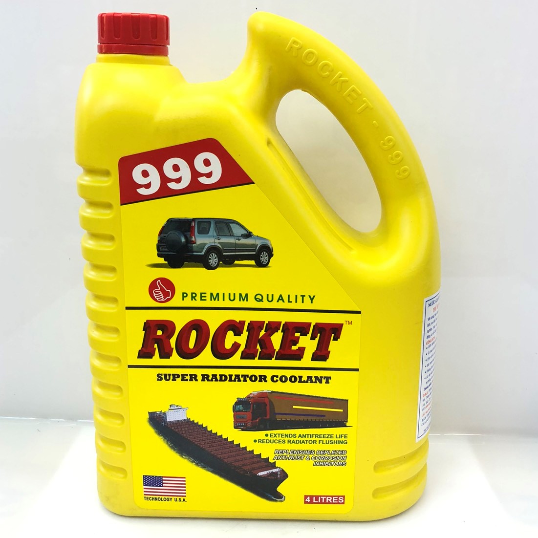 Nước làm mát cao cấp cho ô tô xe đầu kéo rocket 999 màu xanh 4l