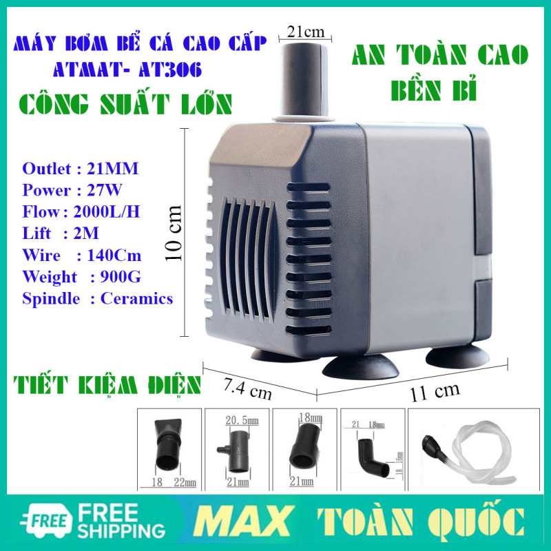 [HÀNG MỚI] Máy Bơm Nước Cho Bể Cá ATMAN AT 306, Dòng Bơm Thế Hệ Mới, Mạnh Mẽ, Tiết KIệm Điện, Yên Tĩnh, Công Suất Lớn, Phù Hợp Với Mọi Môi Trường.
