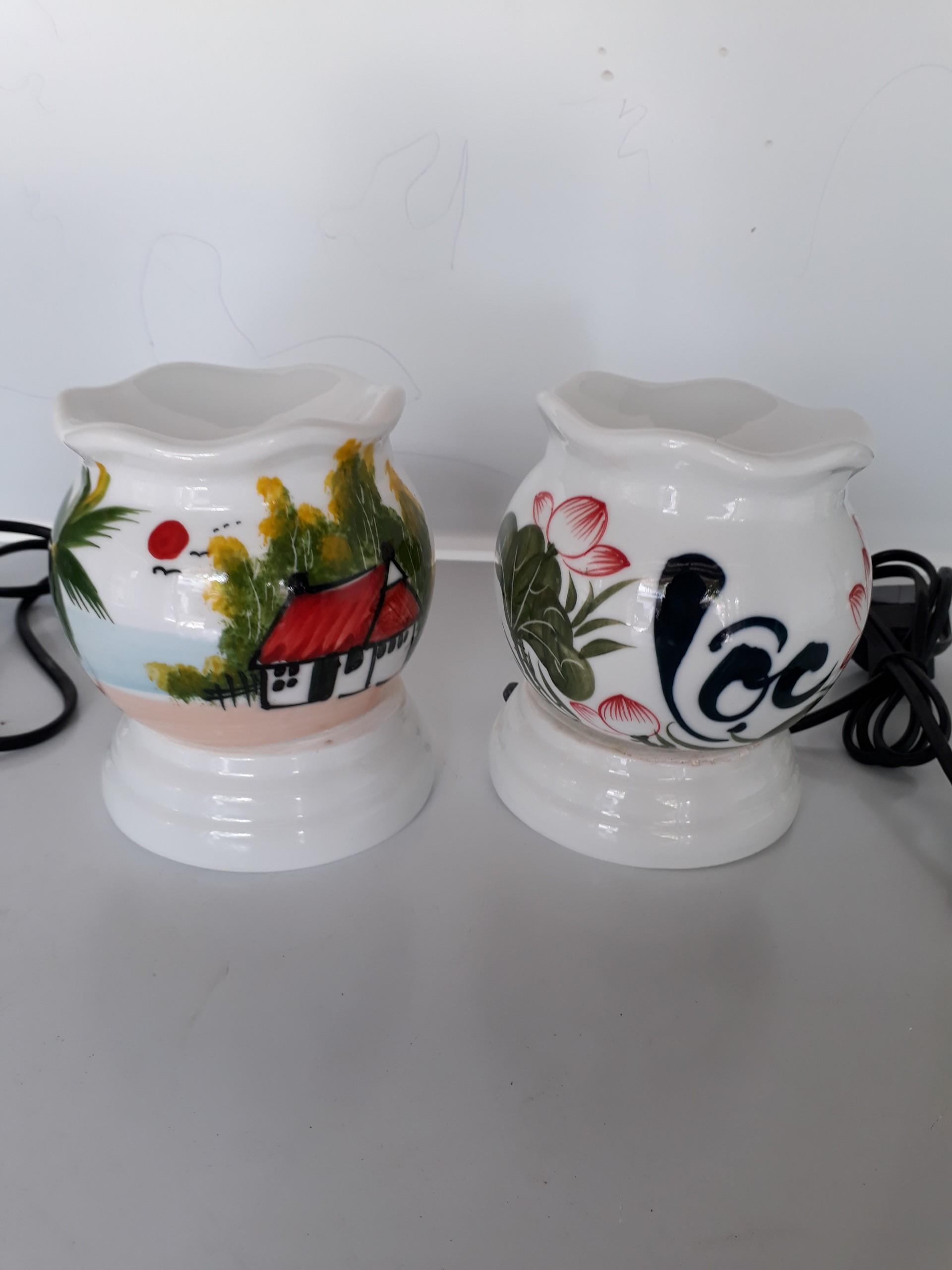 Đèn xông tinh dầu kiêm đèn ngủ gốm Bát Tràng