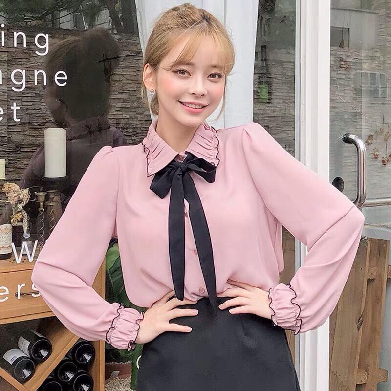 Áo Sơmi Von Phối Nơ Cổ Tiểu Thư TTS0345