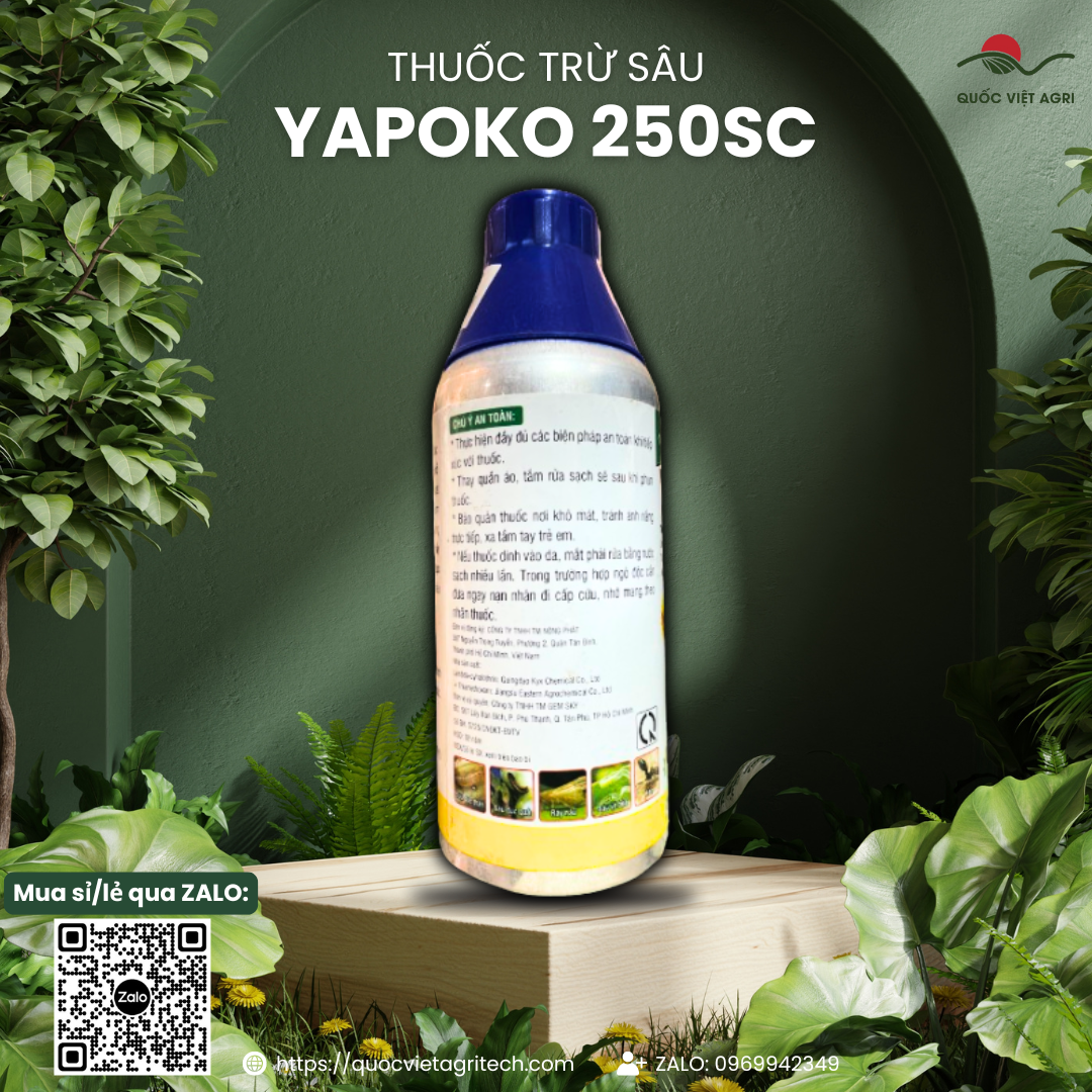 Thuốc trừ sâu YAPOKO 250SC (chai 450ml) - Lambda cyhalothrin 110g/l + Thiamethoxam 140g/l Trị bọ trĩ, vẽ bùa, rầy xanh