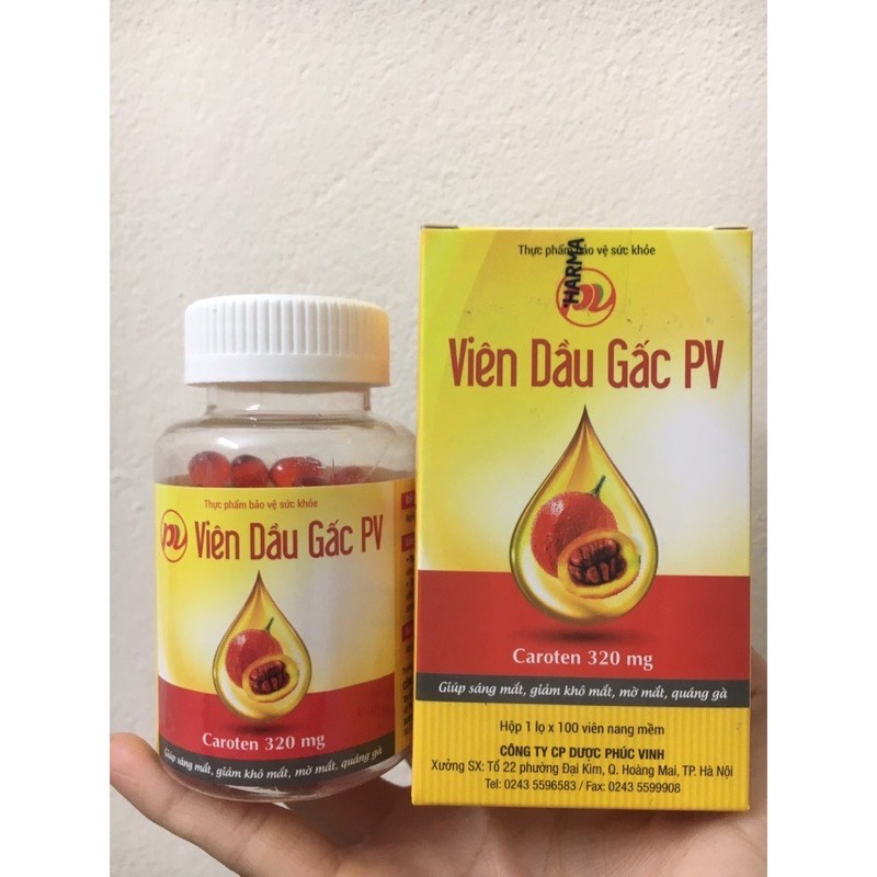 Viên dầu gấc Phúc Vinh (PV) - Chai 100 viên