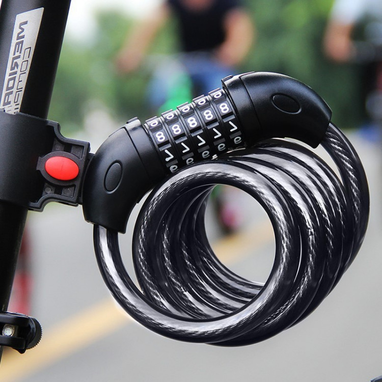 High Quality 5-Digit Bicycle Chain Lock with Changeable Code 1.2m