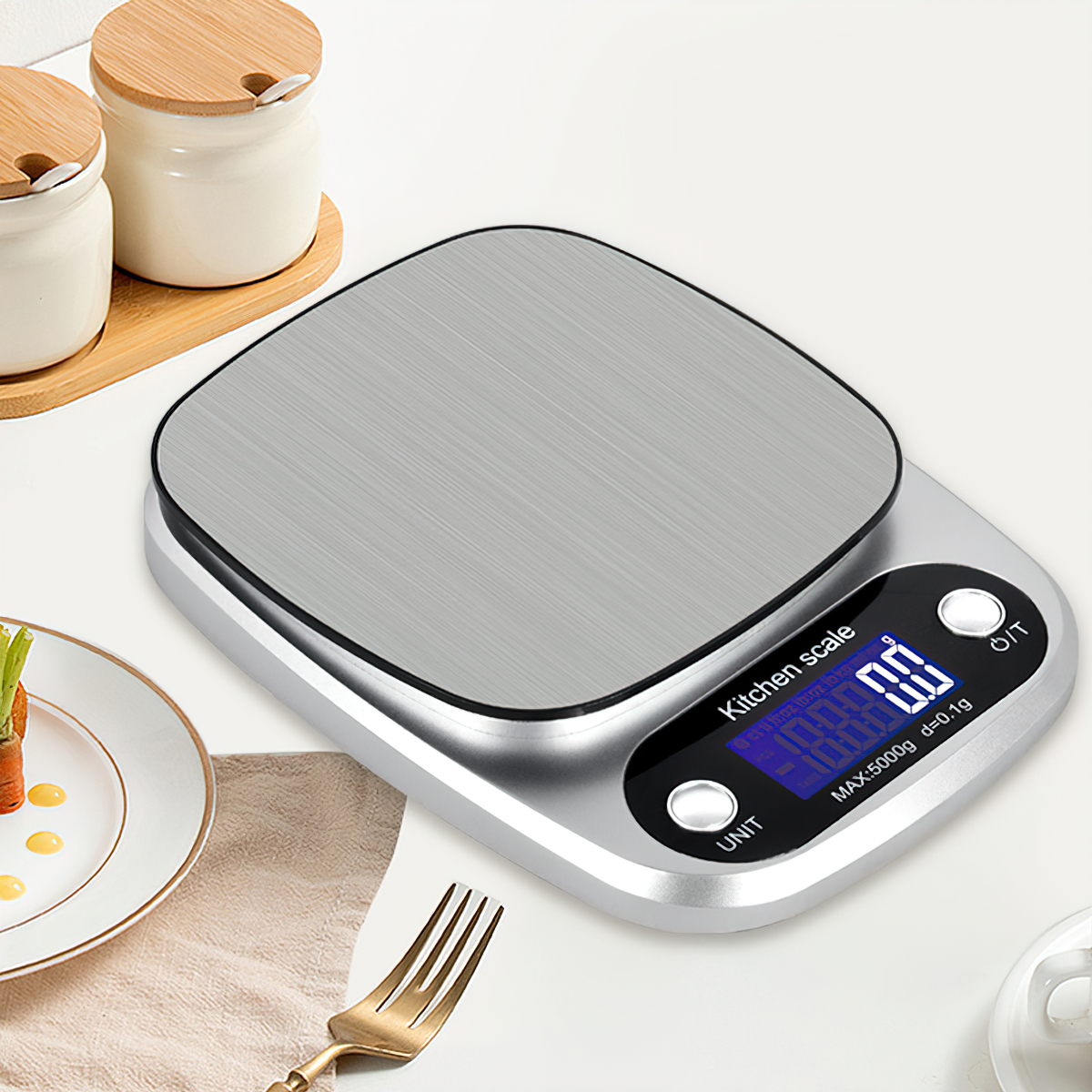 High precision mini electronic kitchen scale weighing 1g - 5kg for baking with 2 AAA batteries