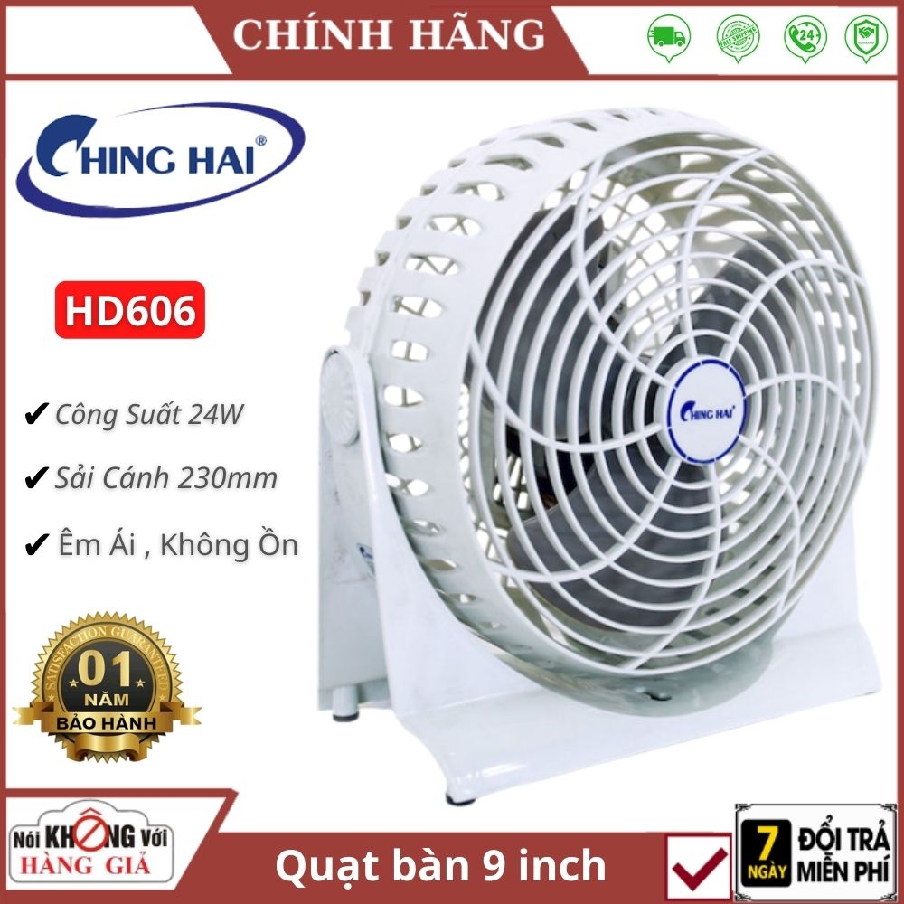 Quạt hộp để bàn mini cắm điện Chinghai HD606 9 inch -bảo hành 12 tháng - quạt để giường ngủ , bàn văn phòng nhỏ gọn , êm ái không ồn